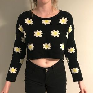 Knit Sweater with Daisy Pattern